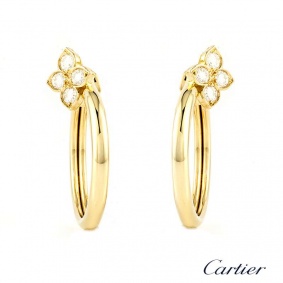 Cartier 18k Yellow Gold Diamond Set Hoop Earrings